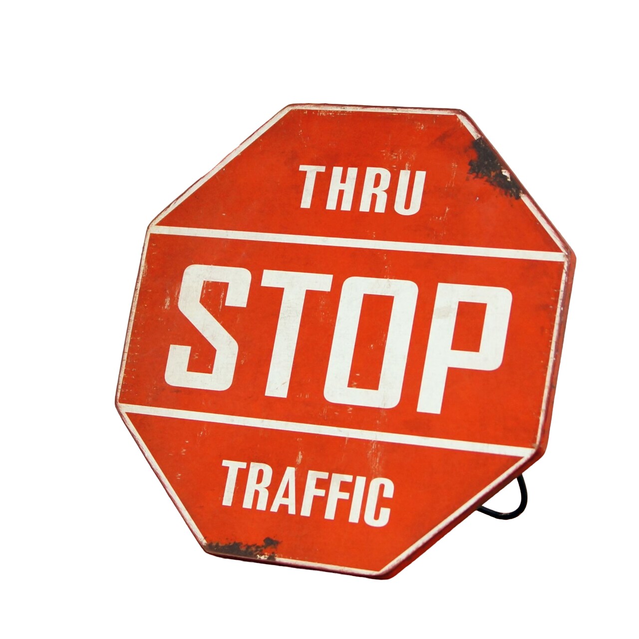 Creative Design 10" Red and White Distressed "Stop" Hexagonal Outdoor Patio Standing Sign